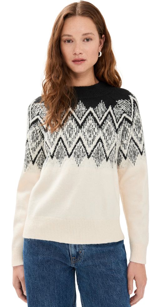 Siren Relaxed Jacquard Sweater Whitecap Grey Black Jacquard