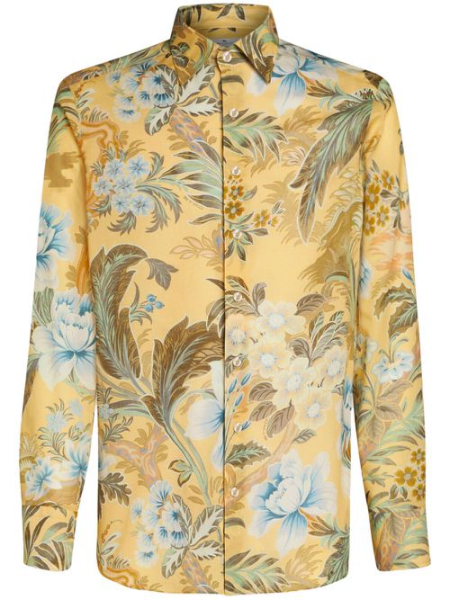 Floral-print cotton shirt - Neutrals