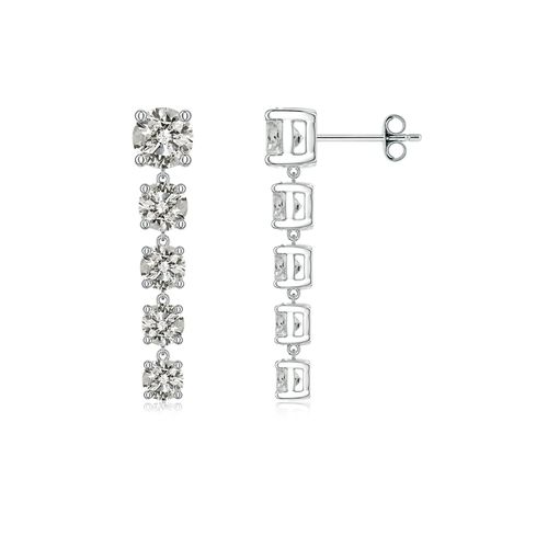 Angara 2.44 CTW Graduated Round Diamond Five-Stone Dangle Earrings in 14K White Gold