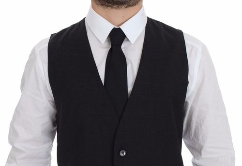 Button-Front Dress Vest — Gray