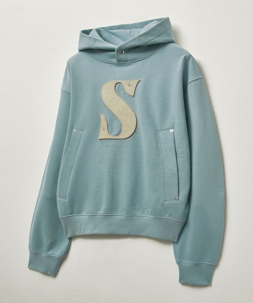 satur Rivet Applique Pocket Logo Hood Fog Blue 