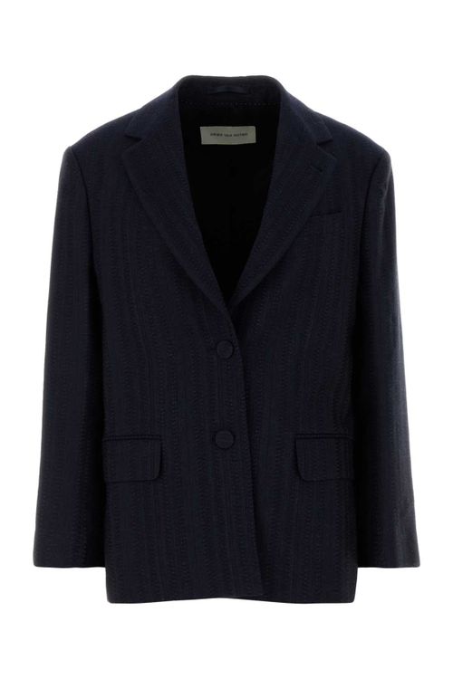 Wool-Blend Oversized Blazer — Navy