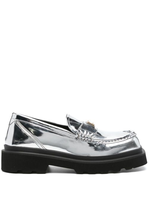 Logo-plaque leather brogues - Silver