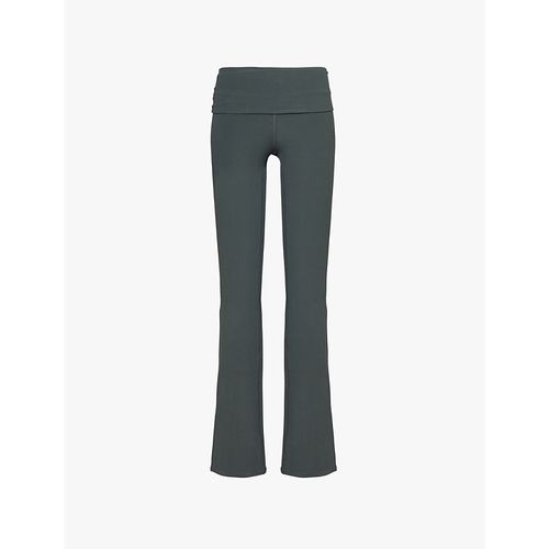 Womens Dark Cactus Alosoft Fold-over Bootcut Stretch-woven Leggings Xxs