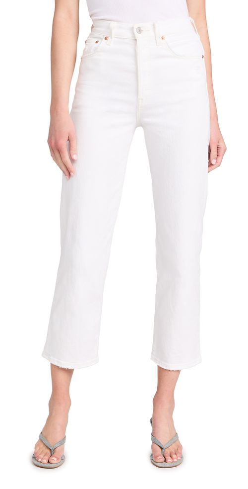 Ribcage Straight Ankle Jeans Cloud Over