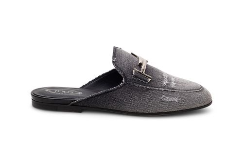 Denim Logo Mule — Black