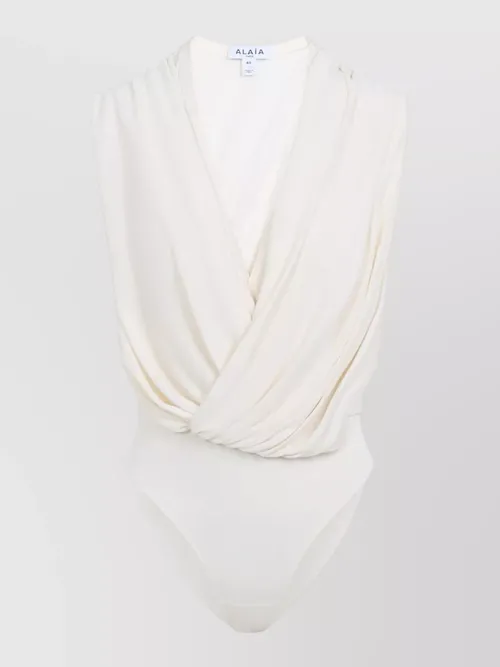 Alaïa - hooded lingerie bodysuit draped design sleevele