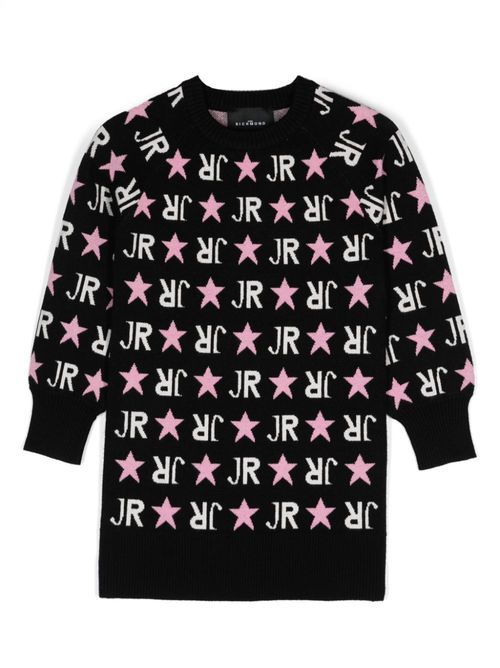 Intarsia-logo dress - Black
