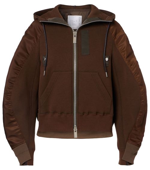 Paneled cotton-blend fleece zip-up hoodie