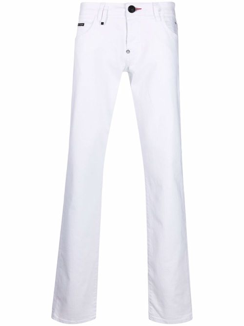 Mid-rise straight-cut jeans - White
