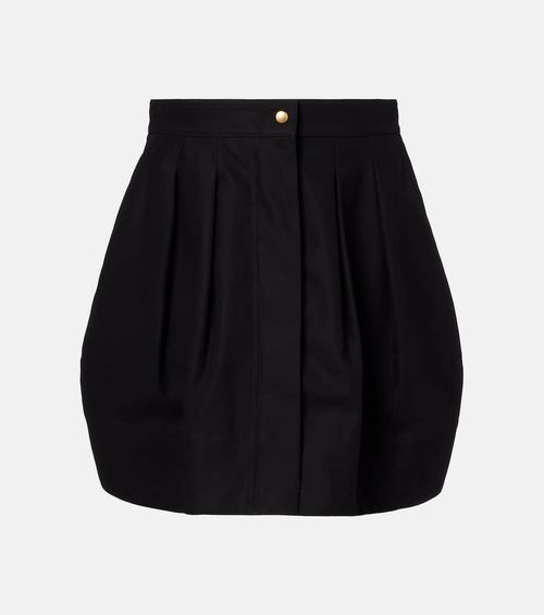 Pleated cotton twill miniskirt