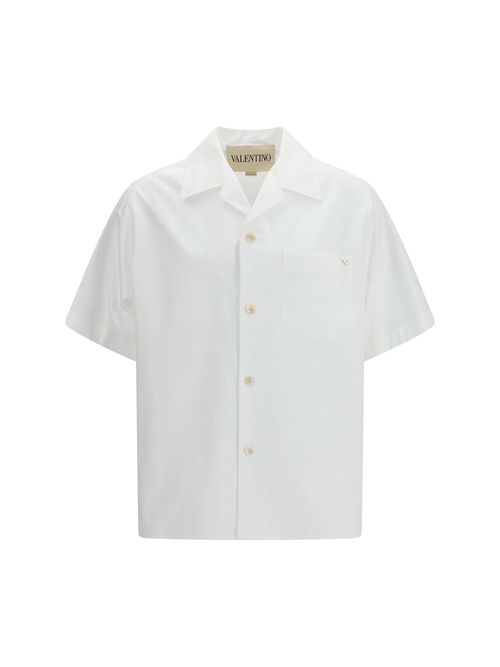 Cotton Poplin Bowling Shirt — White