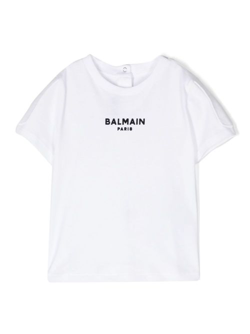 Flocked-logo cotton T-shirt - White