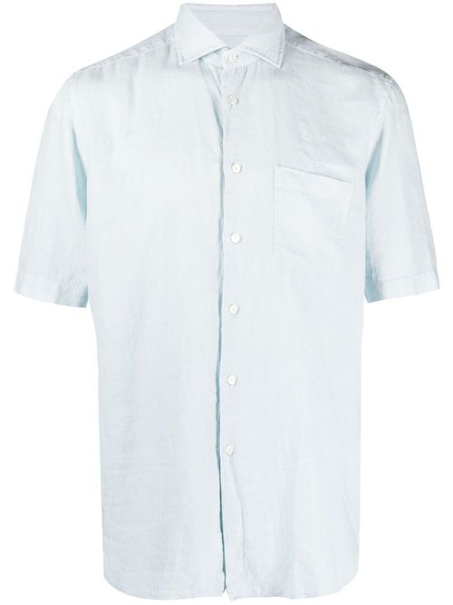 Short-sleeve linen shirt - Blue