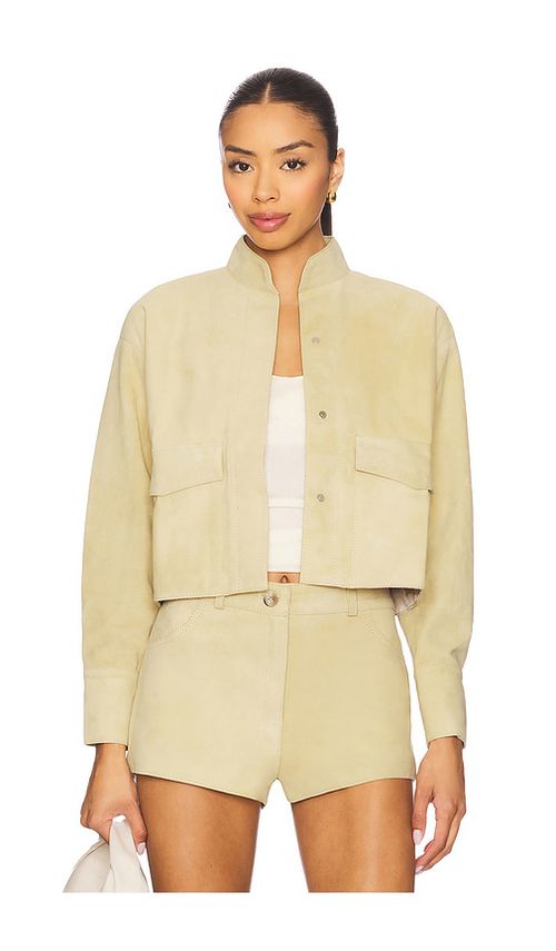 ZUT x REVOLVE Cropped Suede Jacket in Nude. Größe XS. Also in
