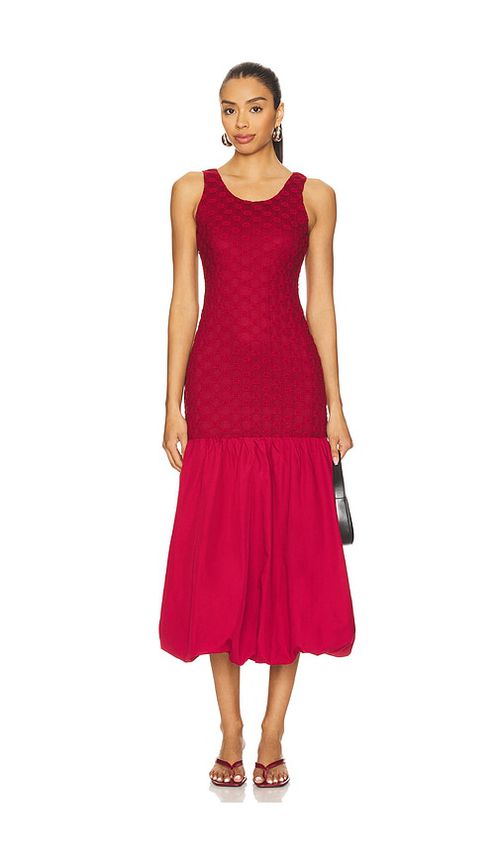 Bardot x REVOLVE Melody Lace Poplin Maxi Dress in Burgundy. Größe 6. Also in 10, 12, 2