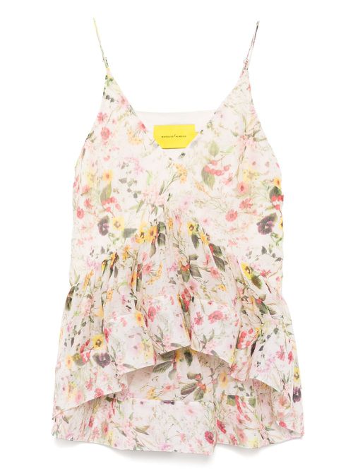 Printed chiffon top - White