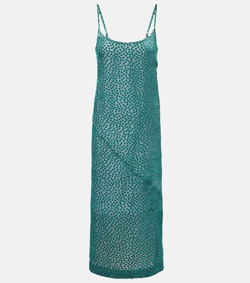 Polka-dot devoré slip dress