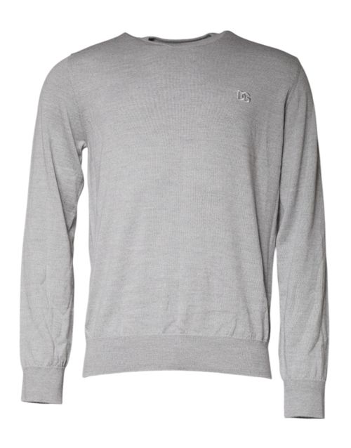 Virgin Wool Crew Neck Sweater — Gray