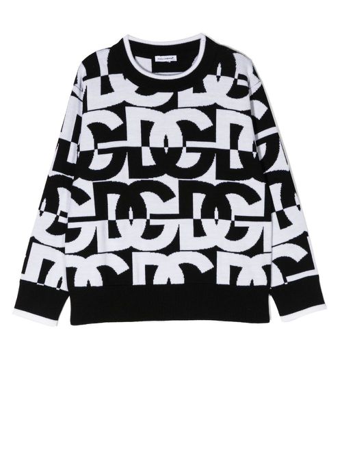 Intarsia-knit logo jumper - Black