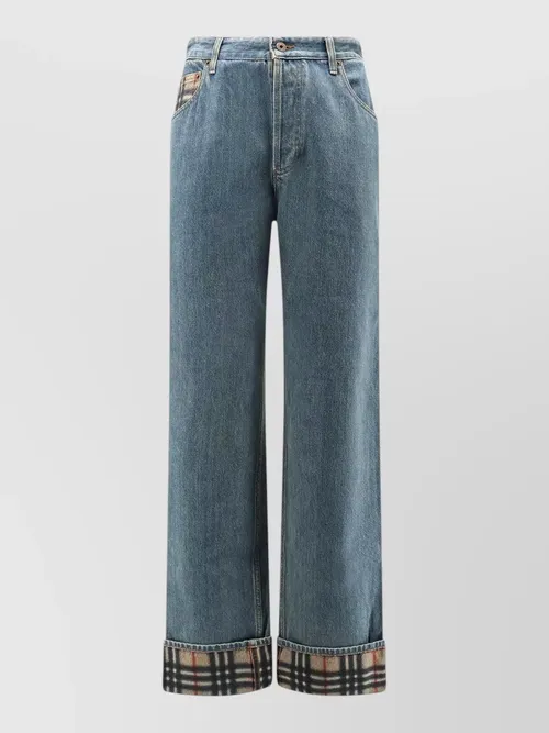 Burberry - wide leg trousers turn up cuff