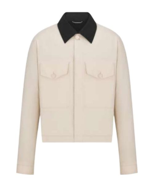 Jacket with Contrasting Spread Collar