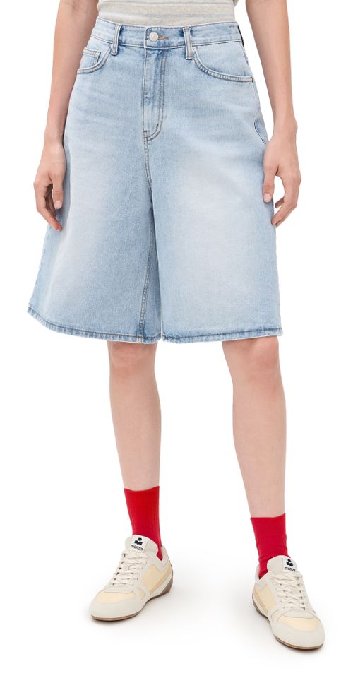 Relaxed Bermuda Denim Shorts Light Blue