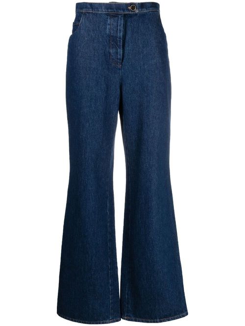 High-waisted flared trousers - Blue