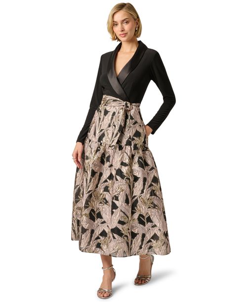 Women's V-Neck Midi Dress - BLACK/BLUSH