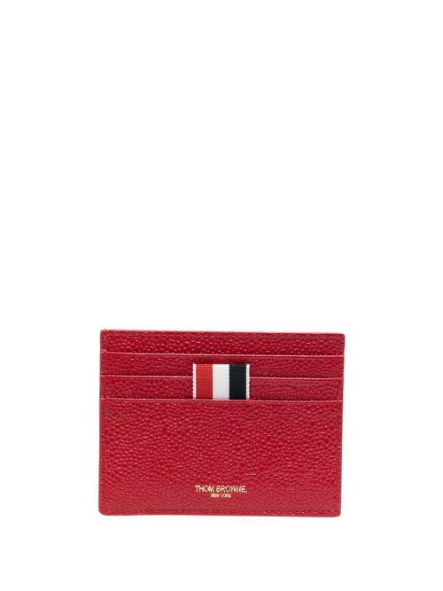 Pebbled-leather card holder - Red