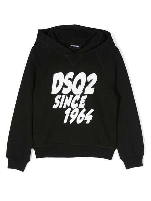 Logo-flocked cotton hoodie - Black