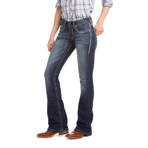 Women's Mid Rise Entwined Boot Cut Jeans in Marine Cotton, Size 26 Short, by Ariat
