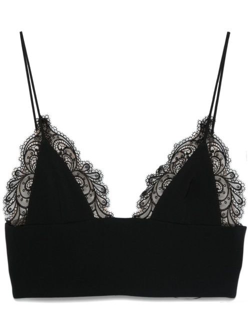 Lace-detail cropped top - Black