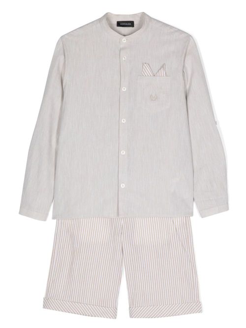 Striped cotton-blend shorts - Neutrals
