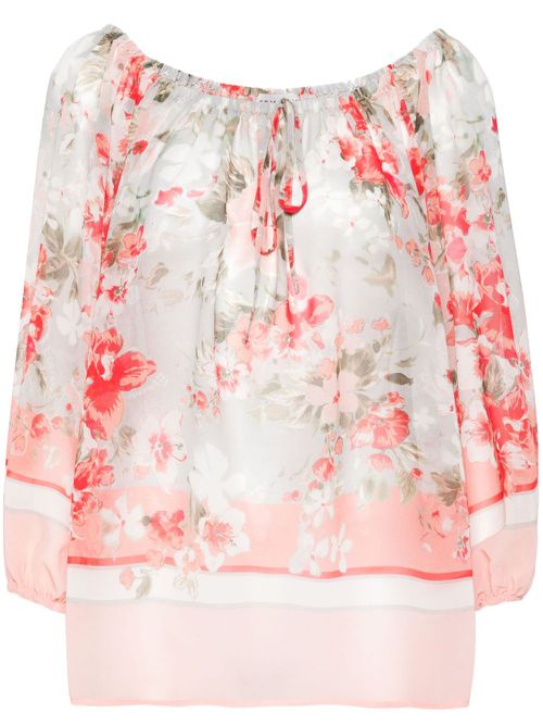Floral-print crepe blouse - Grey