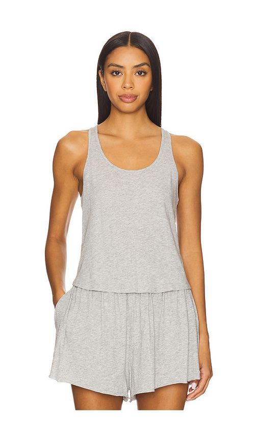 LUNYA Curved Hem Tank in Light Grey. -  XL also in M