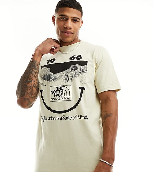 1966 smile face T-shirt in beige Exclusive to ASOS-Gray