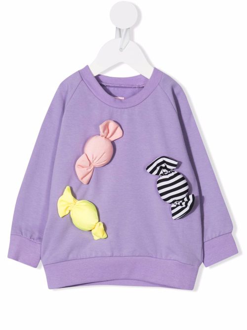 Candy-appliquéd jersey sweatshirt - Purple