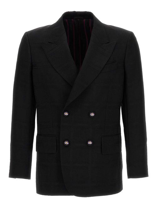Check double-breasted blazer
