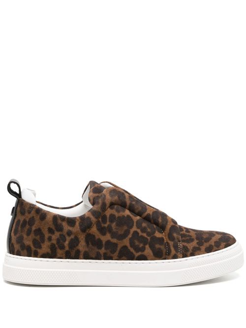 Baskets Slider leopard-pattern suede sneakers - Brown