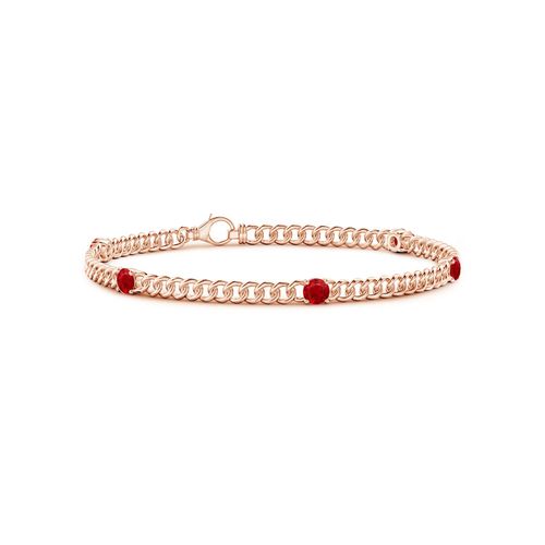 Angara 1.4 Carats Five Stone Ruby Station Bracelet in 14K Rose Gold