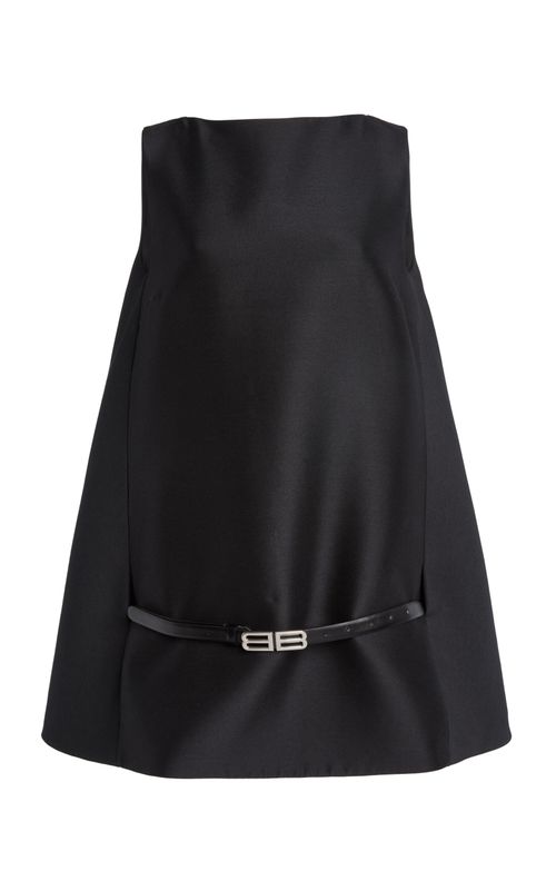 Belted Wool-Silk Mini Dress - Moda Operandi