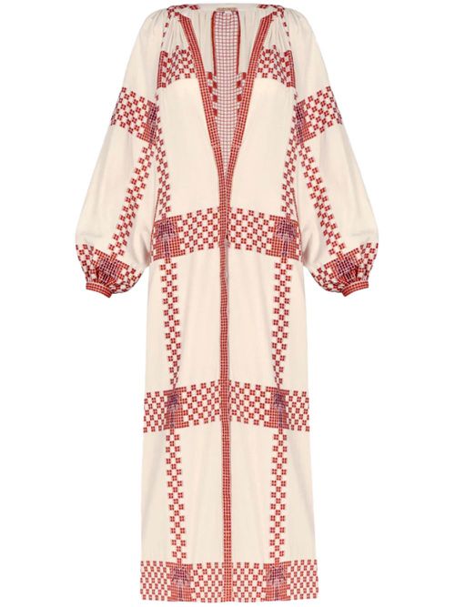 Geomtric-print maxi dress - Neutrals
