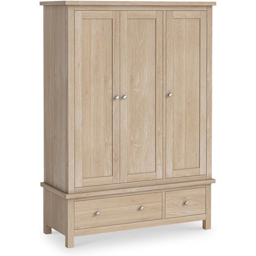 Farrow Washed Oak Triple Wardrobe with Drawers | Roseland