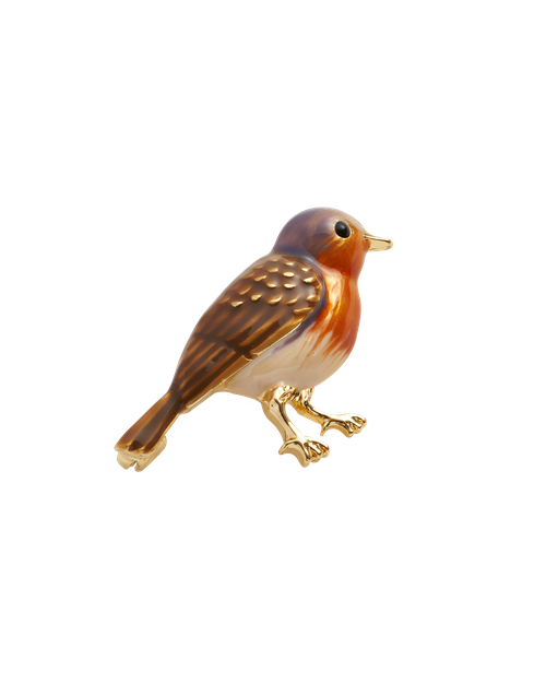 Fable England Enamel Robin Brooch | Women's Jewellery
