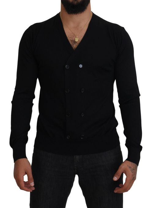 Cashmere Button-Down Cardigan — Black