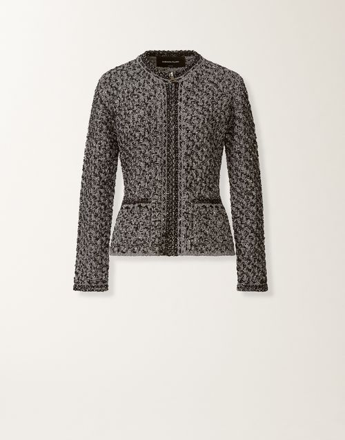 Dark blue sequin tweed jacket with a denim effect
