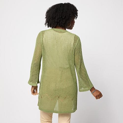 3/4 Bell Sleeve Knit Cardigan - Soft Olive