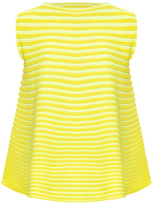 Striped ribbed-knit T-shirt - Yellow