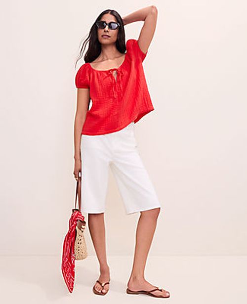 Ann Taylor Gathered Tie Neck Top